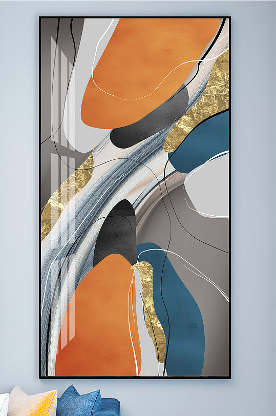 抽象色块线条纹理装饰画