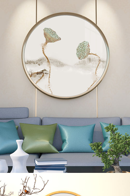 清荷墨韵荷花装饰画-众图网