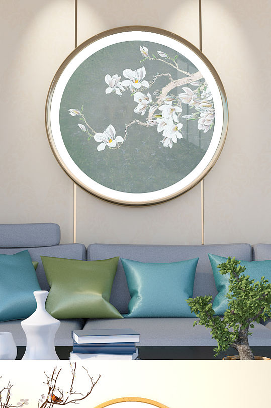 中式花开富贵装饰画-众图网