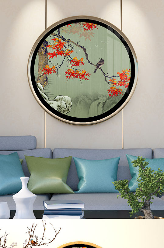 喜上眉梢花鸟装饰画-众图网