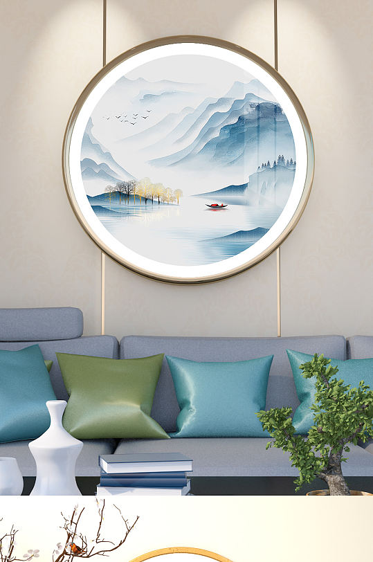 禅意意境山水装饰画-众图网