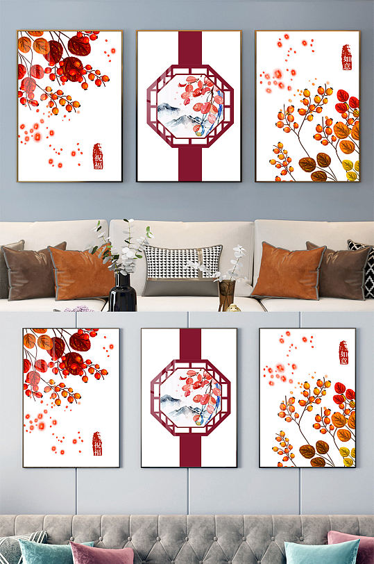 新中式现代简约民俗装饰画-众图网