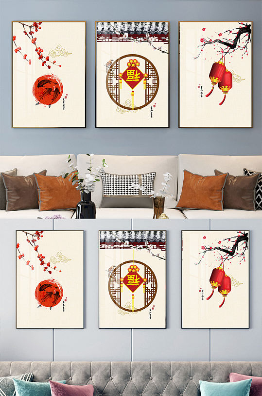 新中式现代简约民俗装饰画-众图网