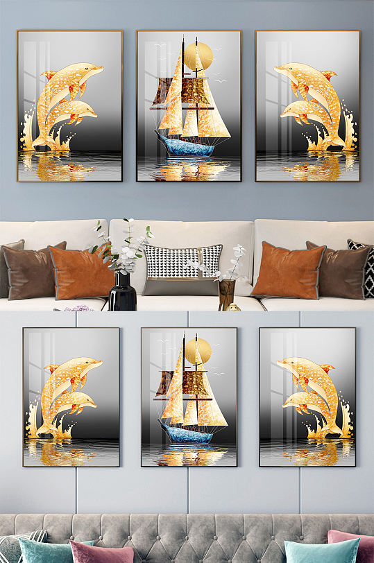 帆船一帆风顺装饰画 黑白装饰画-众图网