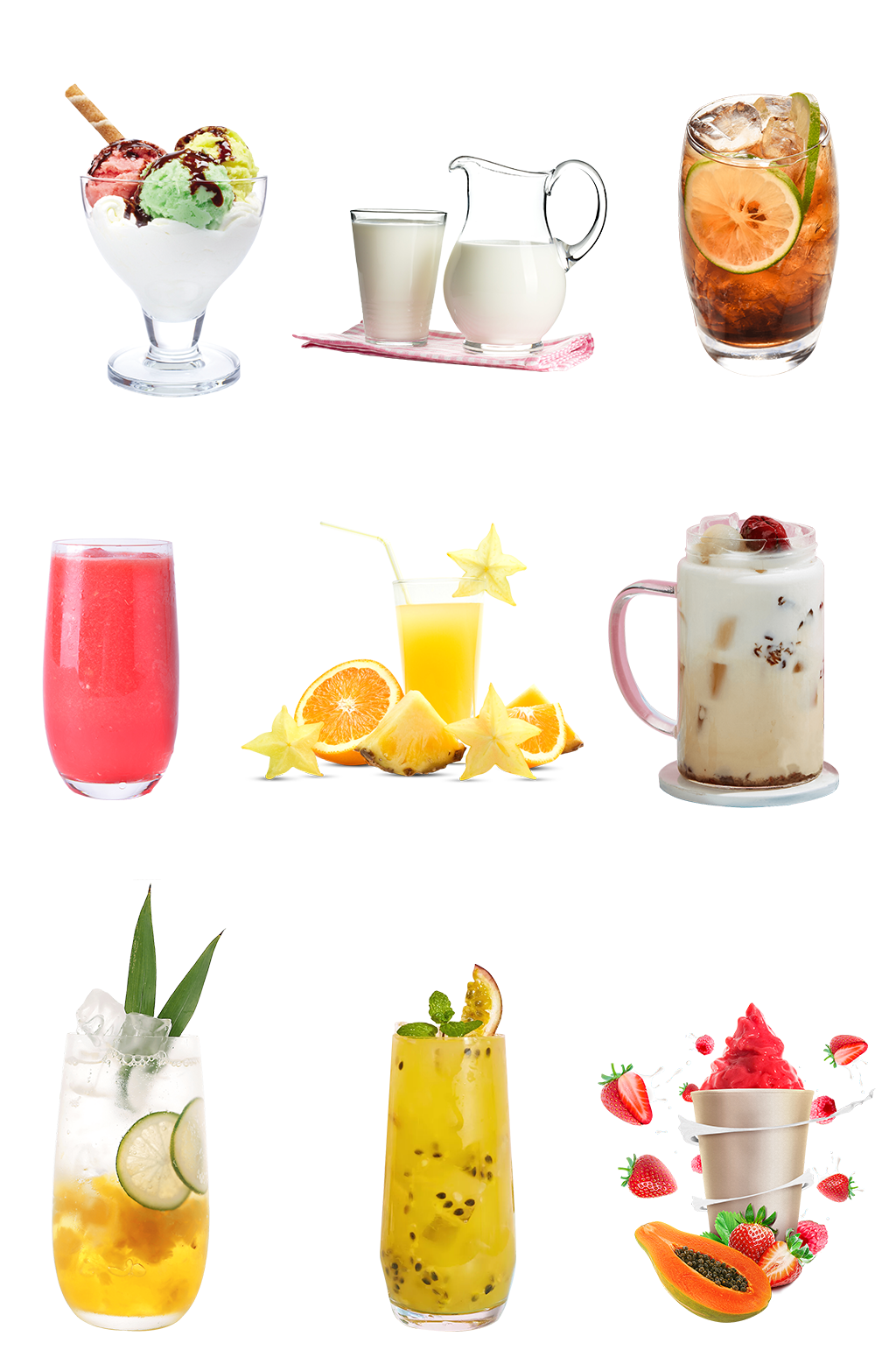 水果茶草莓冰淇淋免扣高清png素材