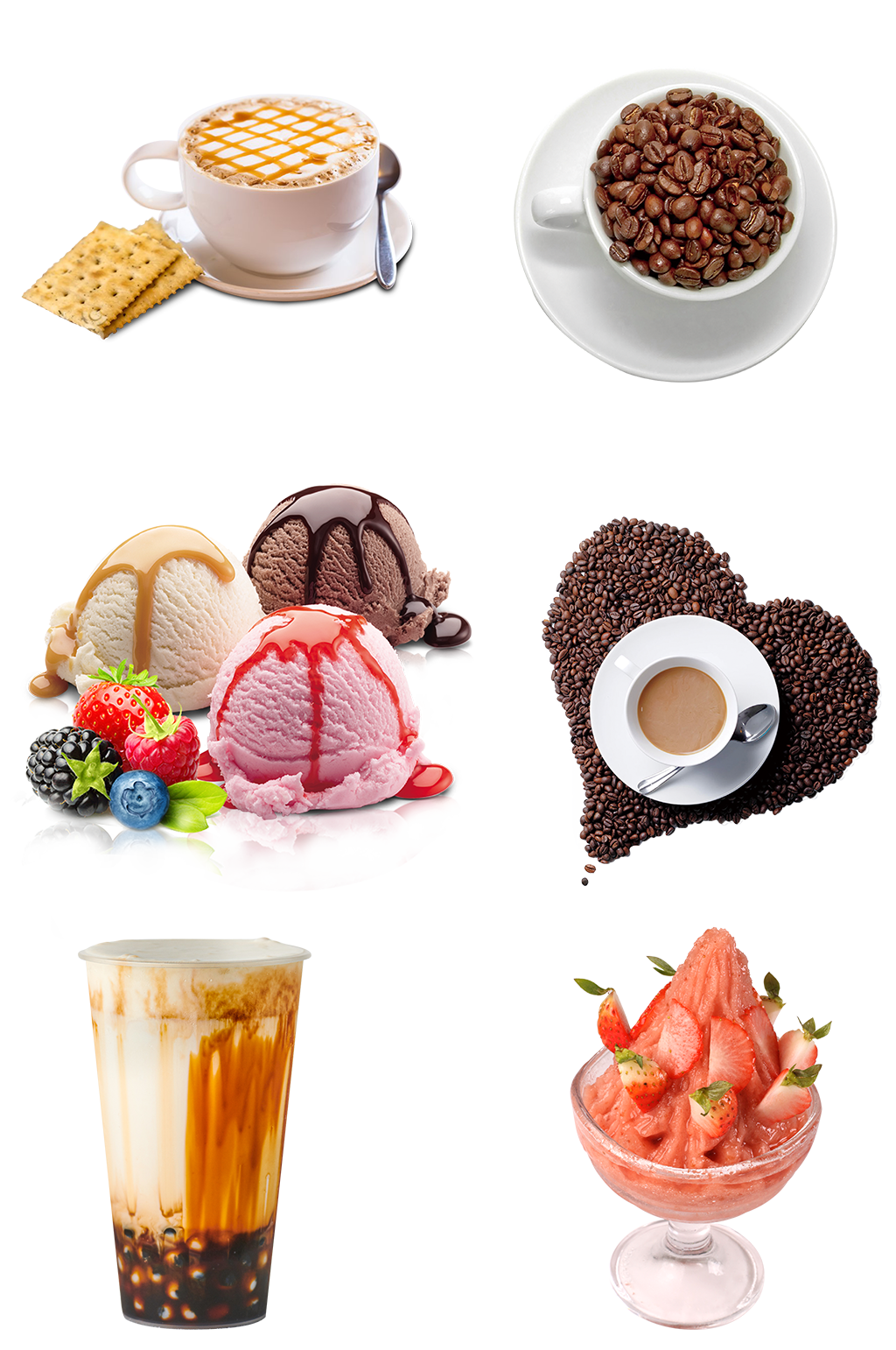 咖啡豆奶茶冰沙草莓宣传海报素材png素材