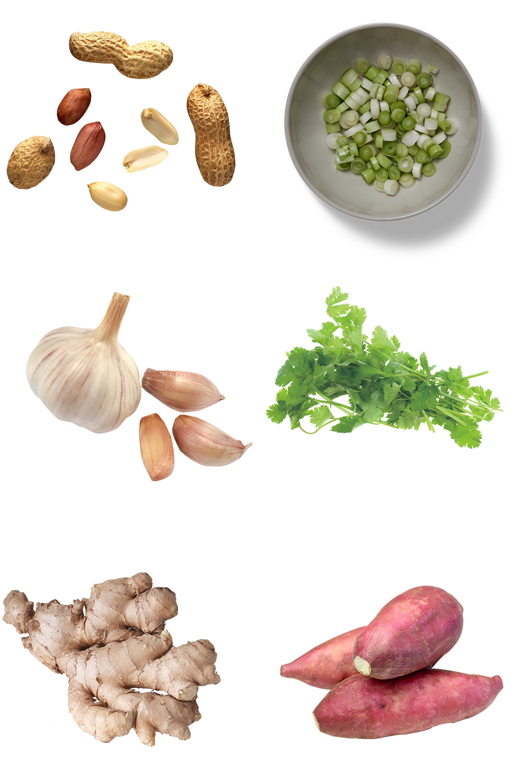 厨房配料葱姜蒜红薯花生香菜高清免扣png素材