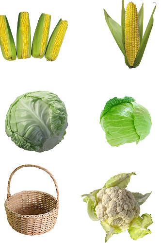 菜篮花菜蔬菜包菜玉米生鲜海报素材png