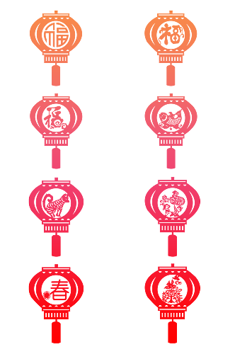 中国风窗花古典灯笼免扣png喜庆