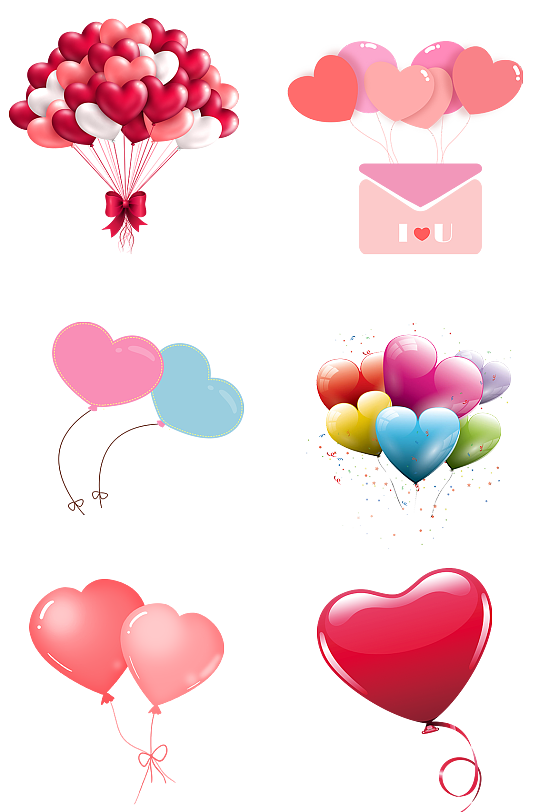 爱心气球七夕情人节520免扣素材png-众图网