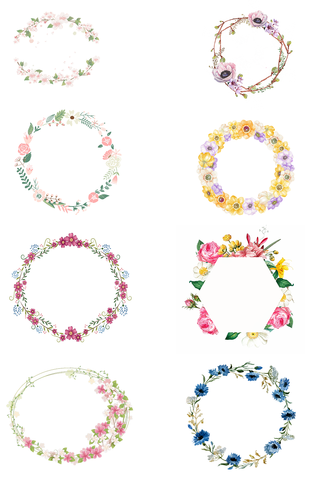 花环花圈鲜花花卉相册画册框免扣素材png素材