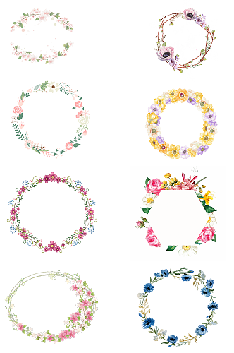 花环花圈鲜花花卉相册画册框免扣素材png