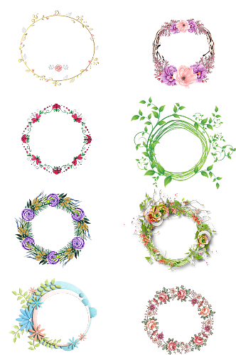 花卉花圈圆环鲜花对话框画册相框png