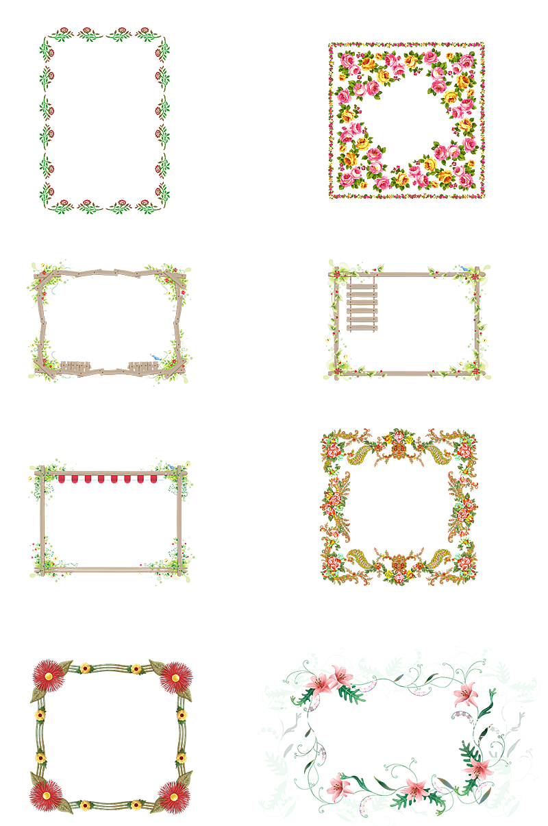 小清新鲜花花卉边框装饰框文本框标题框素材