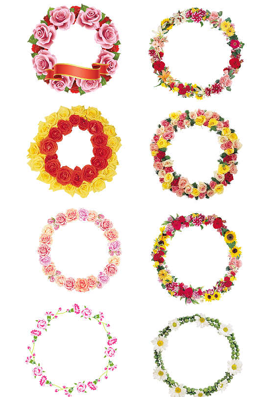 花环鲜花花卉玫瑰情人节相册边框装饰免扣