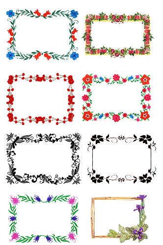 欧式花纹边框鲜花花卉对话框相册框png