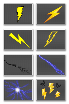 闪电图标狂风暴雨电闪雷鸣免扣png