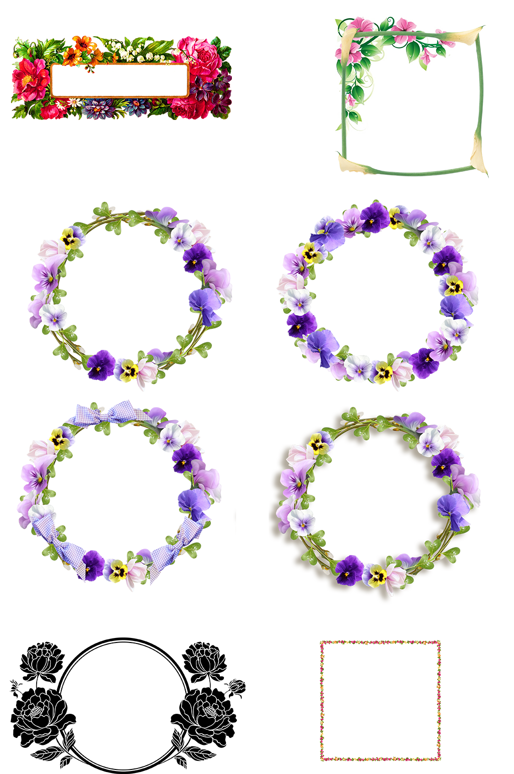 鲜花自然花环花圈免扣相册照片墙png素材