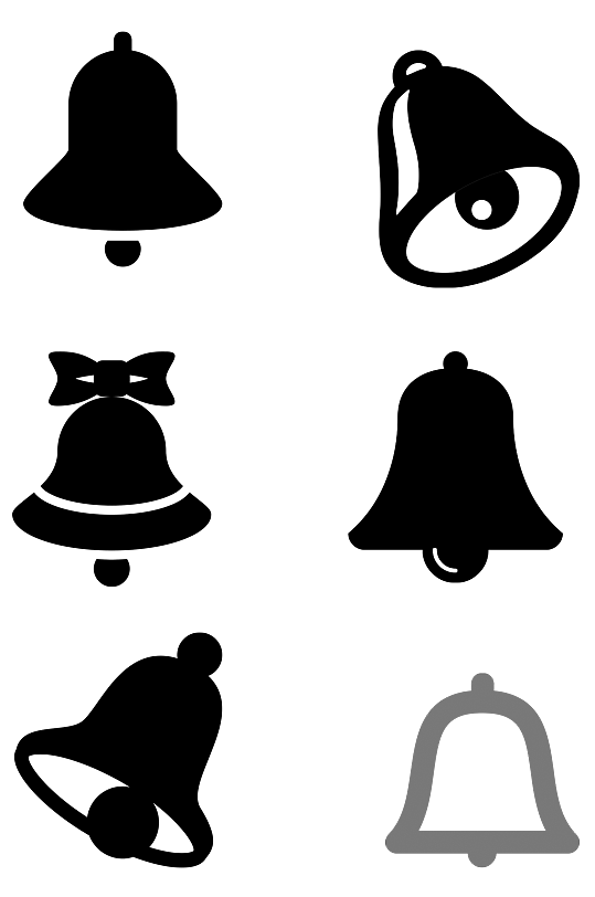 卡通手绘黑色铃铛图标铃铛标志PNG素材