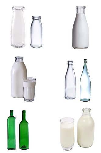 早餐牛奶酒瓶玻璃瓶免扣png素材元素