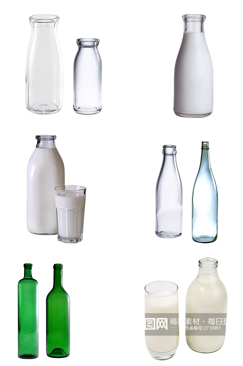 早餐牛奶酒瓶玻璃瓶免扣png素材元素素材