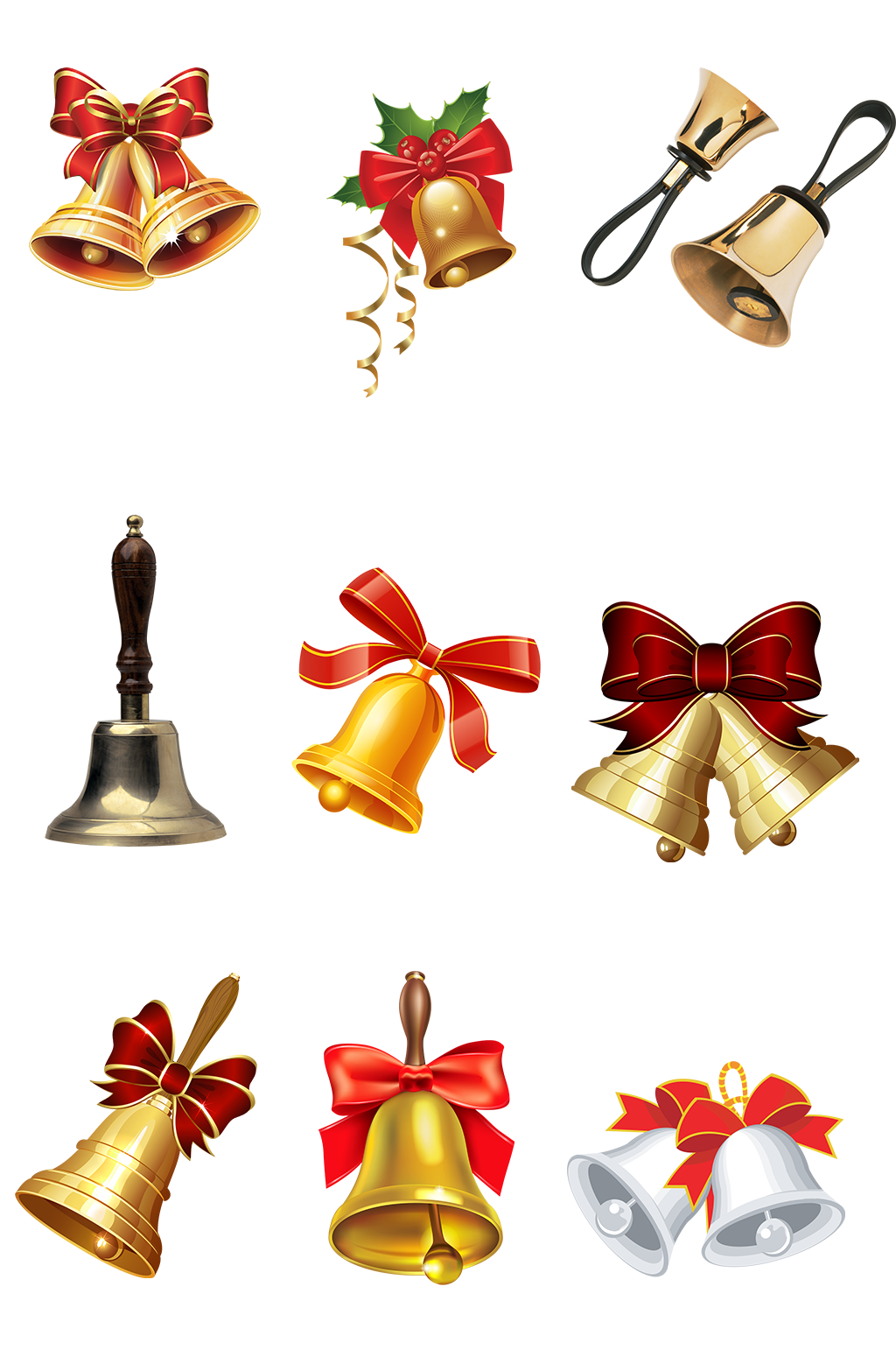 促销活动铃铛圣诞节金色免扣png素材