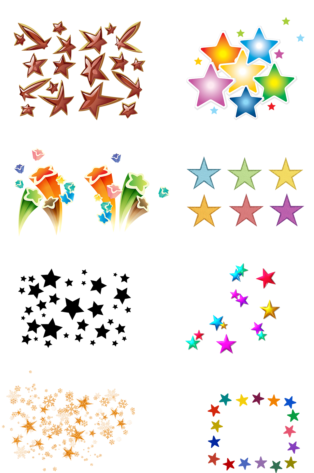 彩色星星五角星素材满天星漂浮免扣png素材