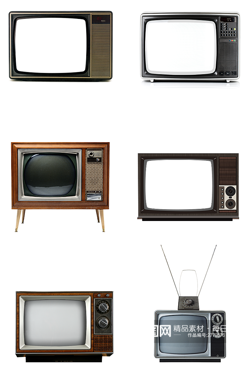 怀旧复古电视黑白电视机免扣png素材