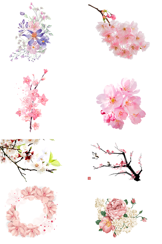 桃花梅花春日鲜花自然盛开免扣png