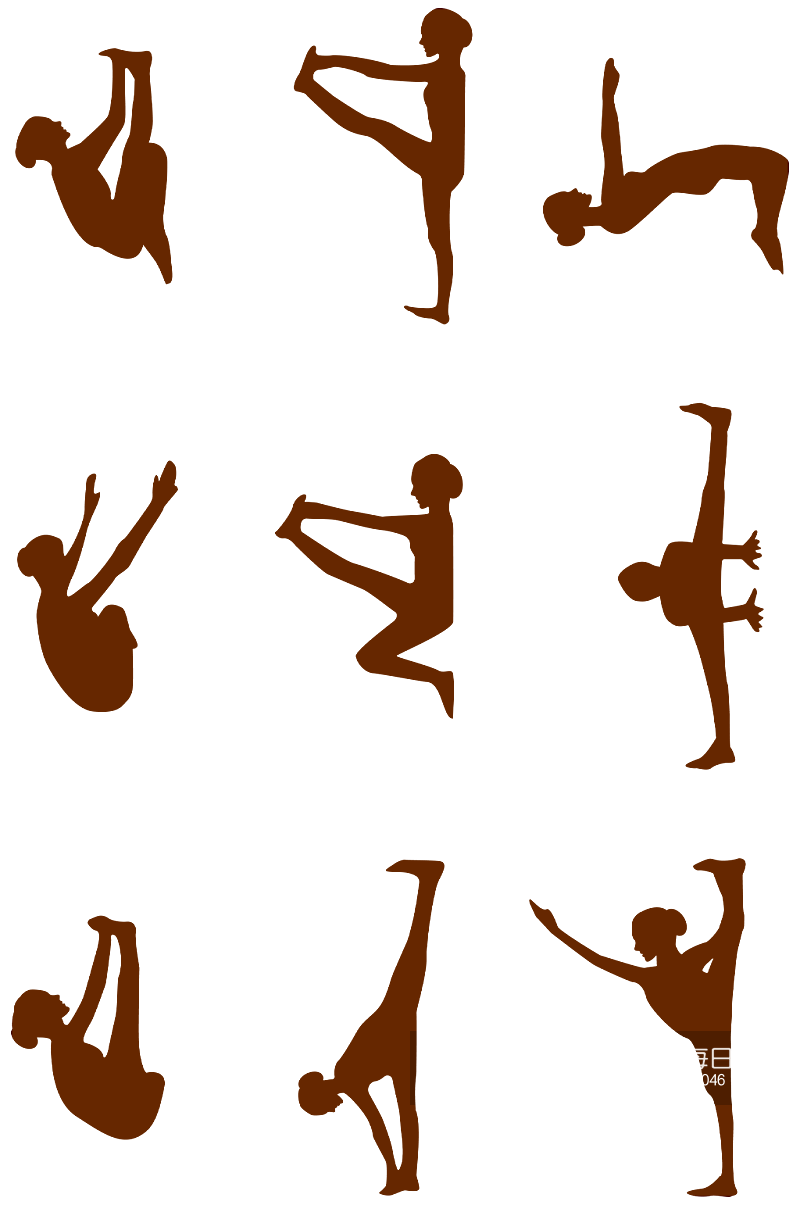 锻炼人物剪影瑜伽姿势动作免扣png素材
