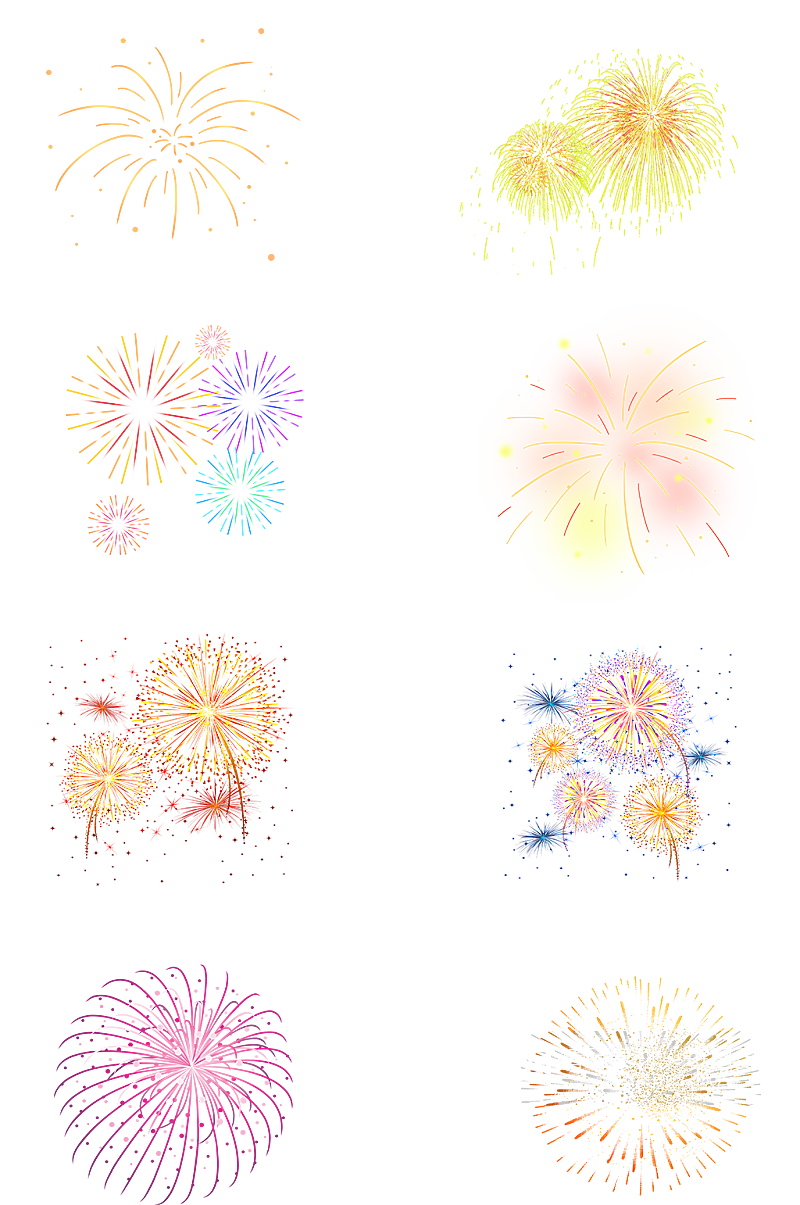 烟花璀璨五颜六色素材免扣png素材