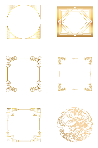 金色边框标题框对话框中国风窗花素材