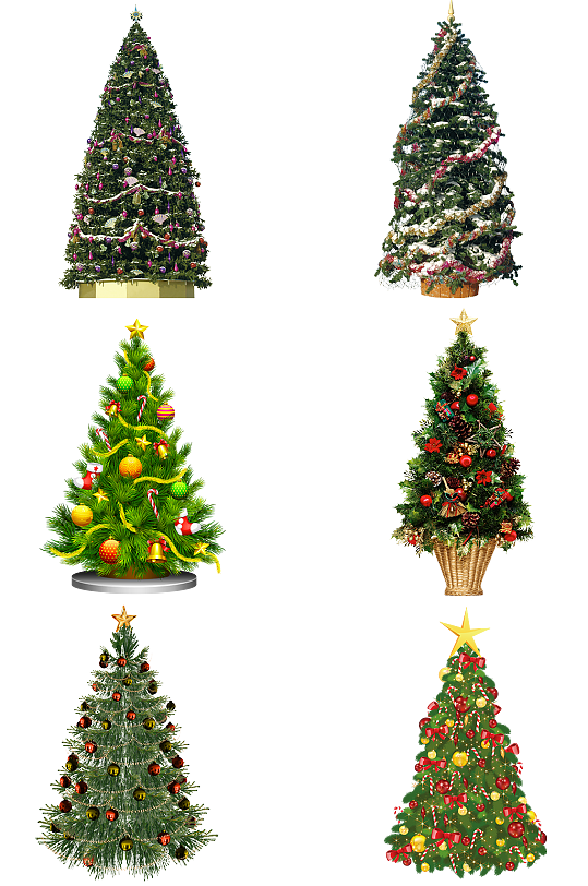 圣诞树装饰免扣png节日促销氛围海报素材