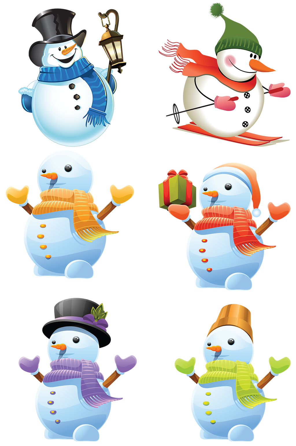 冬季雪景雪花滑雪堆雪人下雪免扣png 设计元素素材
