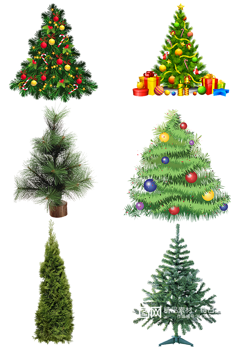 圣诞树松树免扣png圣诞礼物活动氛围素材