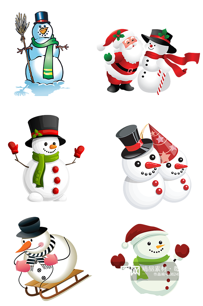 雪景堆雪人装饰海报冬日冬天免扣png素材