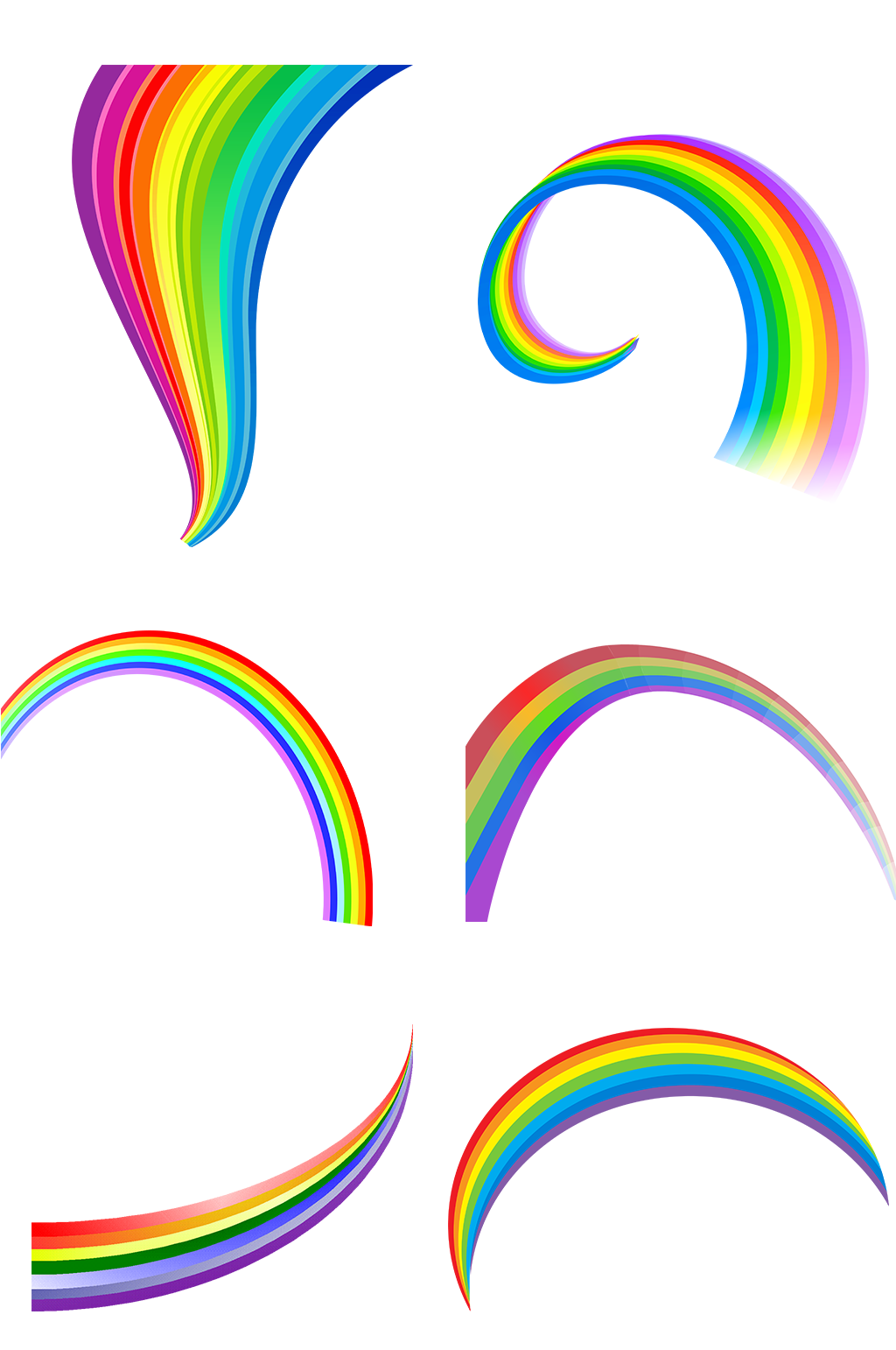 彩虹形状春天卡通扁平风小元素漂浮png素材