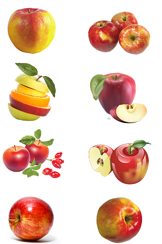 高清水果苹果免扣png水果超市海报果汁