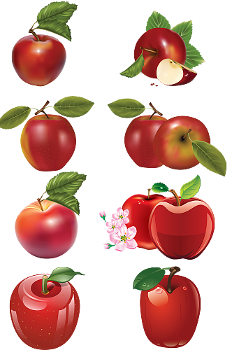 苹果免扣png高清手绘水果生鲜海报素材