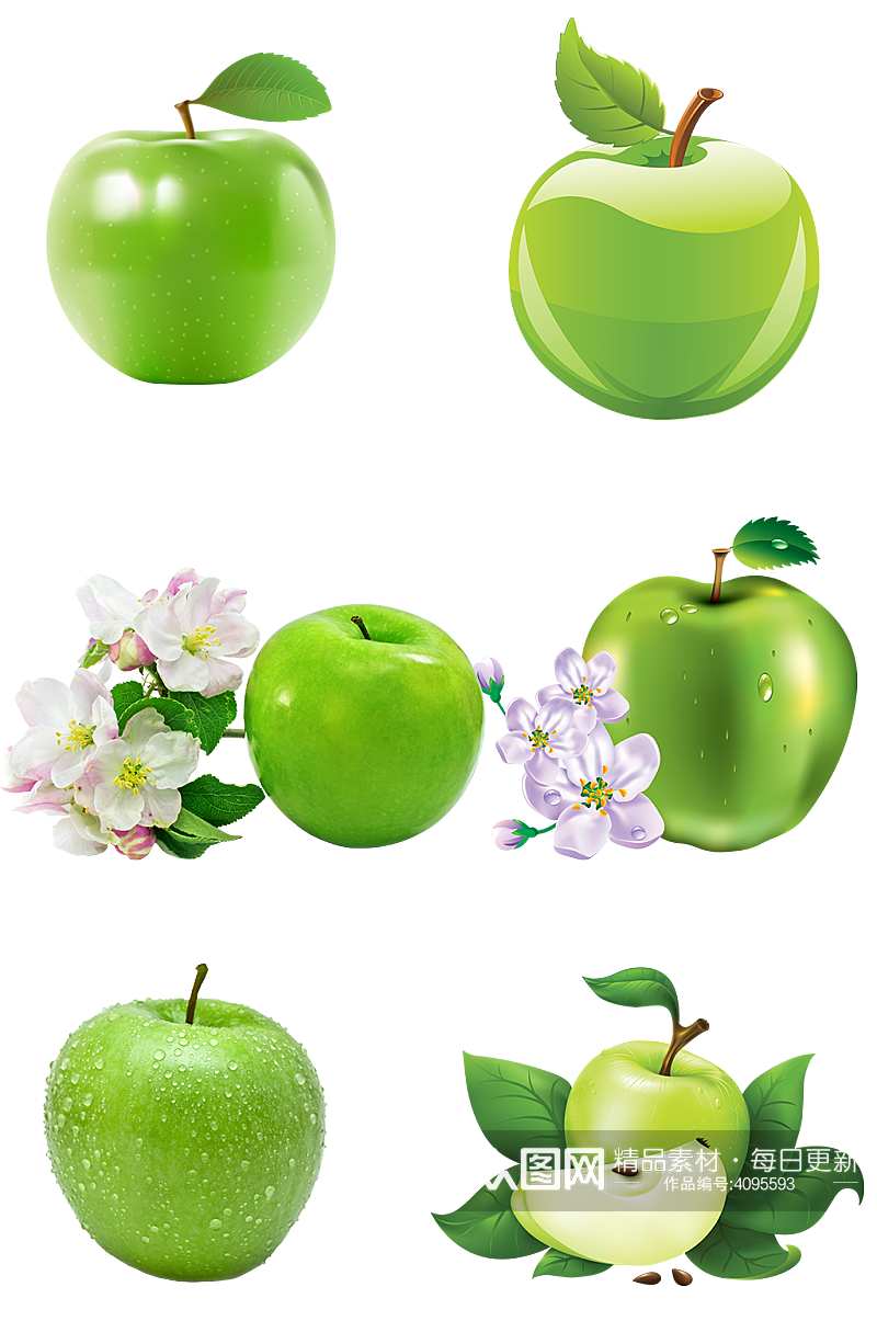 青苹果高清水果免扣png水果生鲜海报素材素材