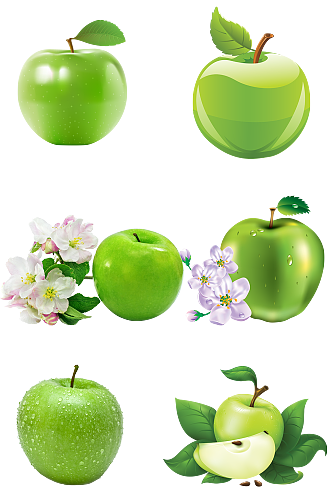 青苹果高清水果免扣png水果生鲜海报素材