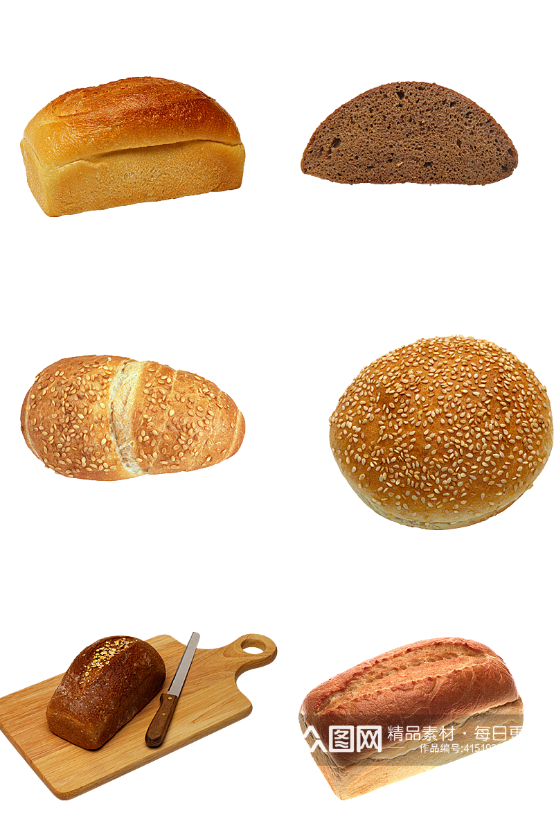 面包切片吐司发酵早餐零食海报png素材
