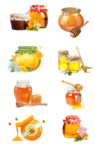 蜂蜜农产品蜂蜜罐鲜花春天健康免扣png