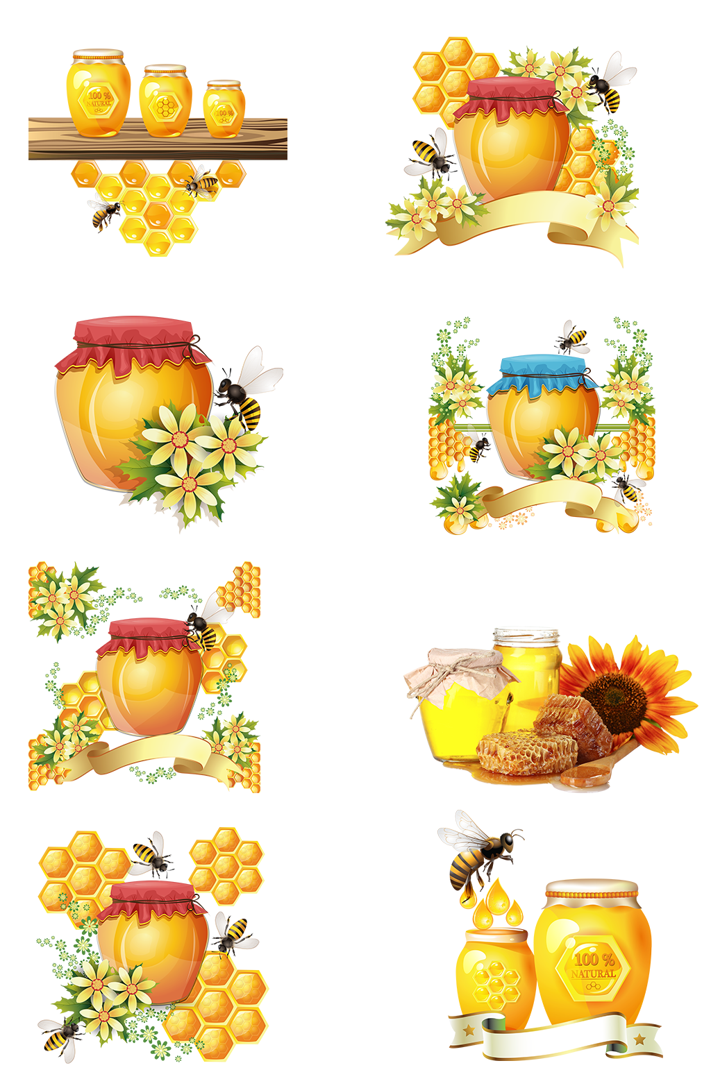 蜜蜂春天鲜花免扣png蜂蜜小清新农产品素材