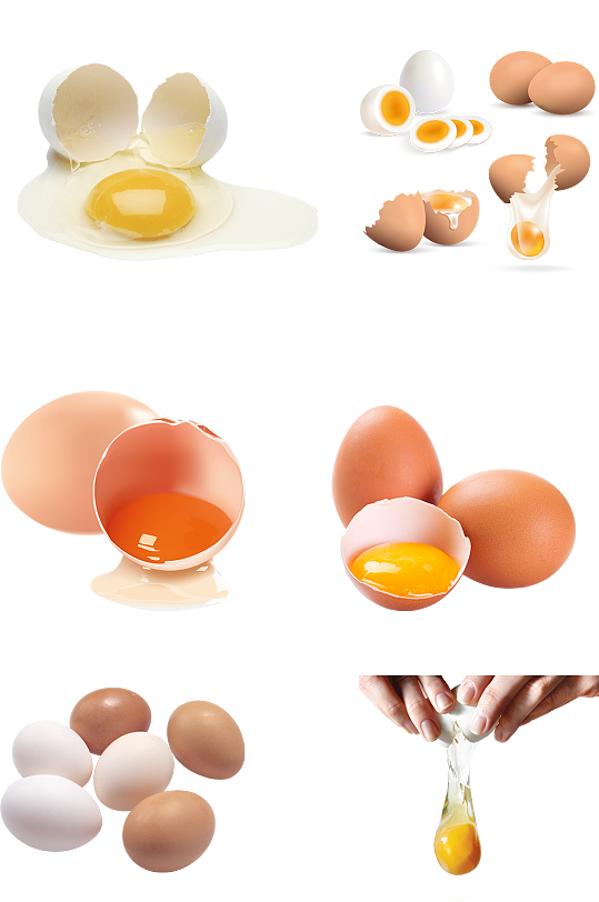 鸡蛋打碎蛋黄蛋壳免扣png素材农产品