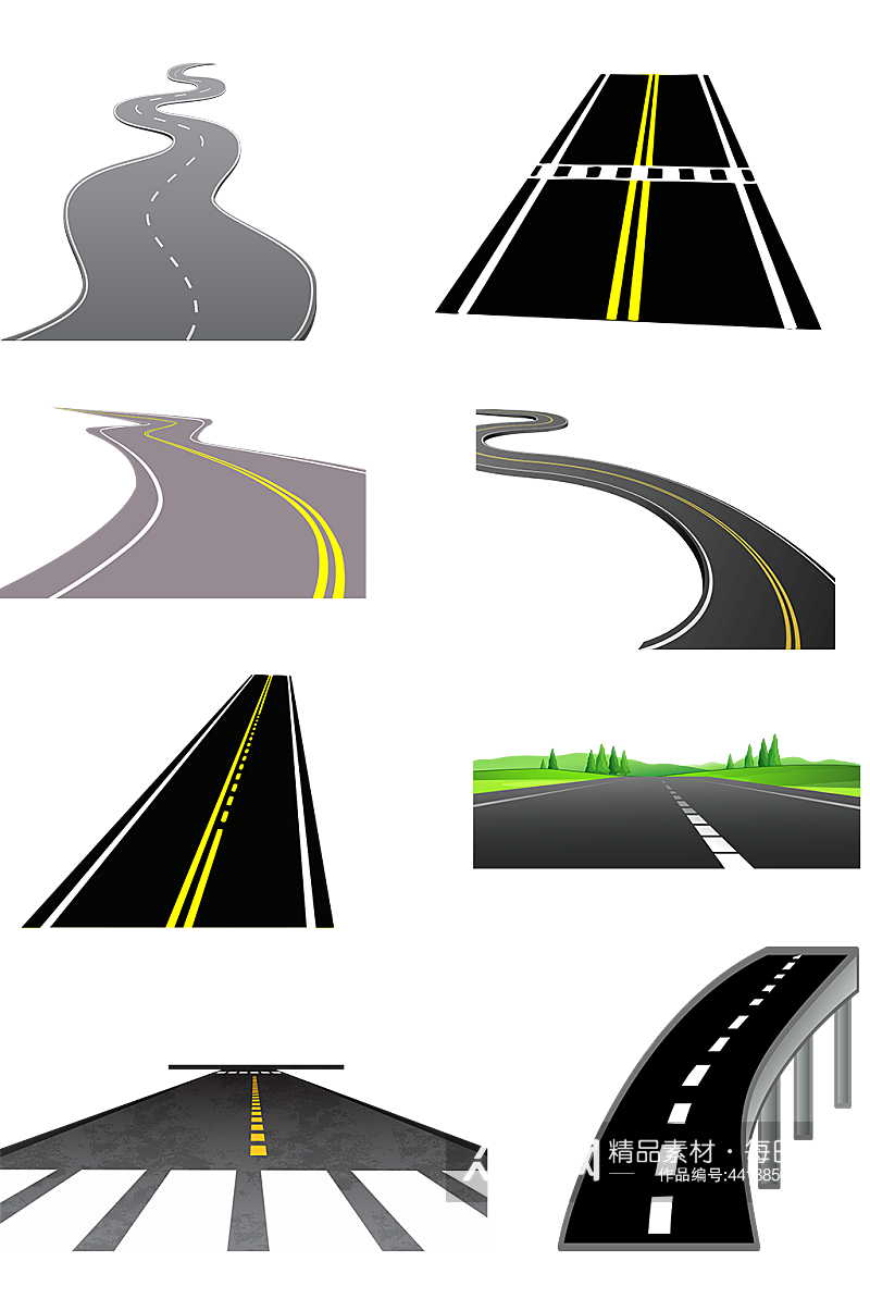 斑马线马路公路泊油路高速路转弯道免扣素材