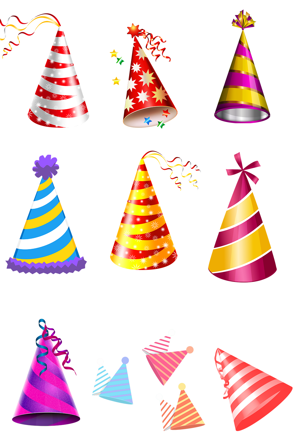 飞舞的生日帽花纹高清素材上生日快乐卡通模板下载-编号4462524-众图