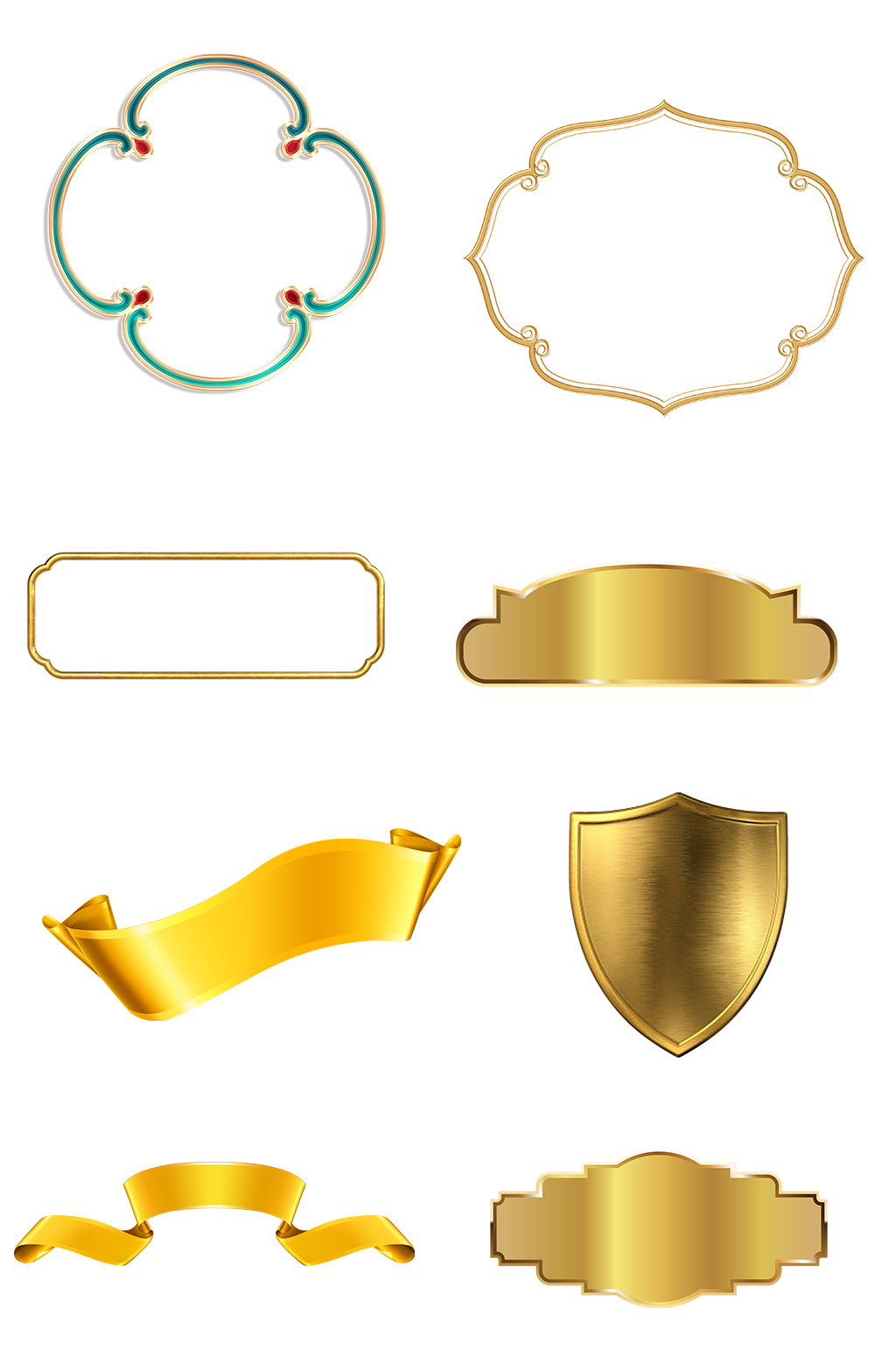 金色边框金属标题框中国风免扣png素材素材