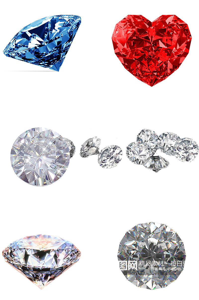钻石珠宝红宝石五克拉免扣png素材素材