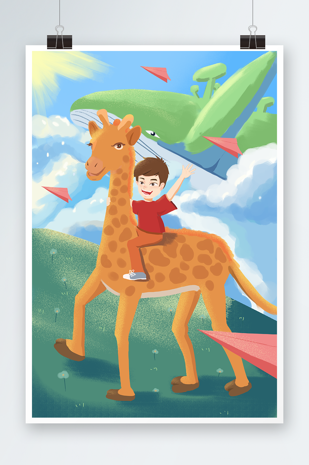 可爱手绘插画海报素材
